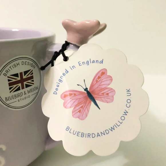 Bluebird and Willow Butterfly Coffee Tea  Mug Think Happy Thoughts Cup - Picture 2 of 15